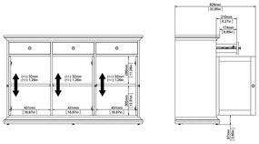Comodă albă joasă 144x92 cm Paris – Tvilum