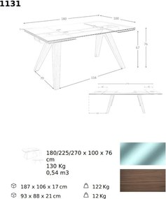 Masa extensibila deosebita design LUX Glass 180-270cm