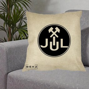 Perna Personalizata JUL Jiul Lupeni Fotbal, 40x40 cm, Crem, Husa Detasabila, Perna Inclusa, BEKZ®