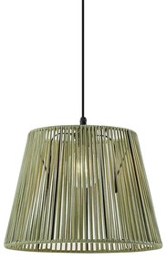 Lampa suspendată de exterior neagră cu abajur din frânghie verde IP44 - Cava Jayla