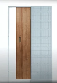 Usa glisanta HDF incastrata in perete - Colectia Basic 900x2000, 915 x 2020, Folie Decor, 2000 x 2100, Set maner + broasca cu cioc, Stejar
