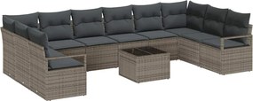 vidaXL Set de canapea cu pernă 11 pcs Gri poliratan