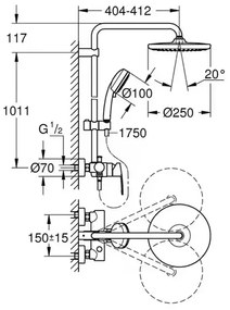 Coloana de dus cu baterie monocomanda Grohe Tempesta Cosmopolitan 250