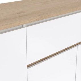 Comodă albă-în culoare naturală cu aspect de lemn de stejar 197x84x48 cm Next – Tvilum