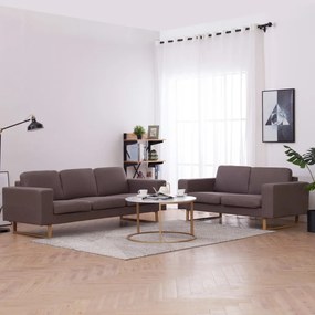 276866 vidaXL Set de canapele, 2 piese, gri taupe, material textil