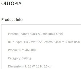 Spot LED aplicat stil minimalist OUTOPIA negru