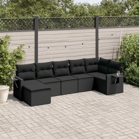 3252812 vidaXL Set canapele de grădină cu perne, 7 piese, negru, poliratan