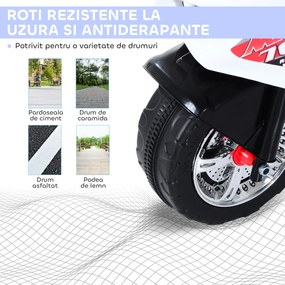 HOMCOM Motoreta Electrică 3 Roti pentru Copii cu Efecte Sonore și Luminoase, Include Muzică, 112x51x72.5cm | Aosom Romania
