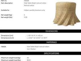 Masuta auxiliara din ratan design clasic elegant Rolph