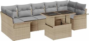 vidaXL Set de canapele pentru grădină cu pernă 8 pcs Bej Rattan poli