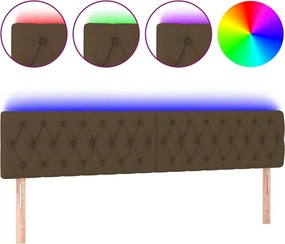 vidaXL Tăblie de pat cu LED, maro închis, 200x7x78/88 cm, textil