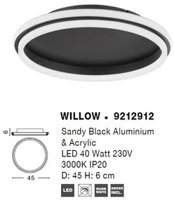 Lustra/Plafoniera LED design modern WILLOW Black 45cm
