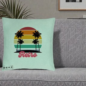 Perna Decorativa Retro Sunset Palmieri, 40x40 cm, Verde Menta, Husa Detasabila, Perna Inclusa, BEKZ®