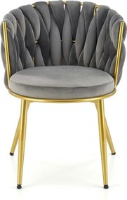 Scaun de dining K517, gri/auriu, stofa catifelata/metal, 57x60x79 cm