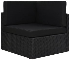 vidaXL Canapea de colț modulară, negru, poliratan