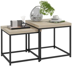 HOMCOM Set de 2 mese de cafea mese laterale pătrate mese de sufragerie cadru din oțel și blaturi din panouri de particule | Aosom Romania