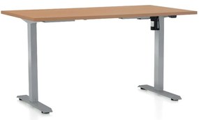 Masa inaltime reglabila OfficeTech A, 140 x 80 cm, bază gri, fag
