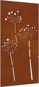 vidaXL Decor perete de grădină 105x55 cm design flori oțel Corten