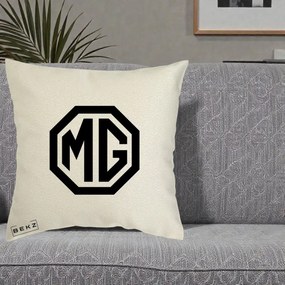 Perna Personalizata cu emblema MG, 40x40 cm, Ecru, Husa Detasabila, Perna Inclusa, BEKZ®