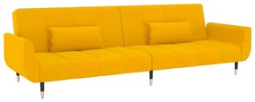 Canapea extensibila cu 2 locuri, 2 perne, galben, catifea Galben, Fara scaunel pentru picioare Fara scaunel pentru picioare