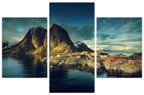 Tablou cu sat de pescari din Norvegia (90x60 cm)
