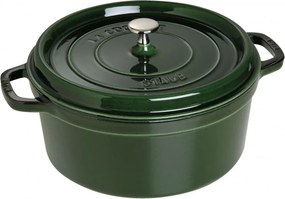 Oala din fonta Staub La Cocotte 40509-361-0, 6,7 l, 28 cm, de la -20°C pana la 260 °C, Emailata, Capac cu structura anti-picaturi, Toate plitele inclusiv inductie, Verde