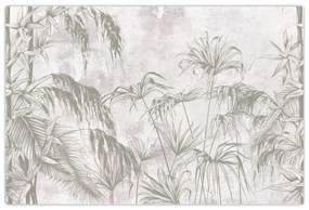 Tablou - Plante tropicale pe perete gri (90x60 cm)