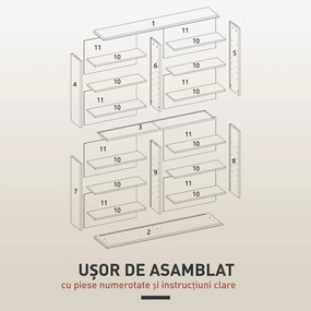 HOMCOM Dulap Bibliotecă pentru CD-uri cu 16 Rafturi, Design Modern, din Lemn, 106,5x24x126,3 cm, Natur | Aosom Romania