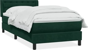 vidaXL Pat box spring cu saltea, verde închis, 80x220 cm, catifea