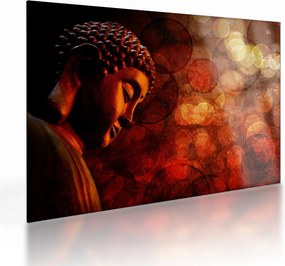 Tablou pe sticlă - Buddha în nuanțe roșii (70x50 cm)