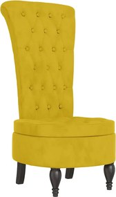 vidaXL Fotoliu cu spătar înalt, galben, catifea, design cu nasturi