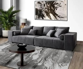 Canapea extensibilă dumonde cu ladă de depozitare si sezut confortabil din spuma high-density, Marbela Enjoy Graphite XXL 295x100 cm cu taburet inclus