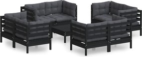 vidaXL Set mobilier de grădină cu perne, 9 piese, antracit, lemn pin