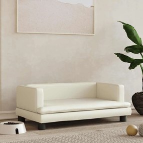 vidaXL Pat de câini, crem, 80x45x30 cm, piele ecologică