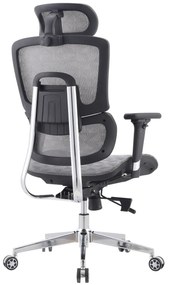 Scaun ergonomic Karin-H, spatar reglabil pe inaltime, suport lombar 3D, tetiera 3D, cotiere 3D, mecanism inclinare/blocare, sezur cu translatie, Mesh, Negru