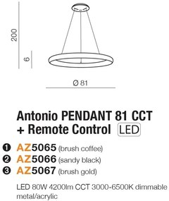 Lustra LED cu telecomanda design circular ANTONIO 81 CCT BK