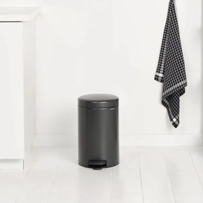Cos de gunoi cu pedala Brabantia NewIcon 1008842, 12 L, Inchidere lina, Baza antiderapanta, Gri inchis
