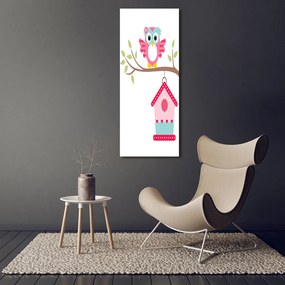Tablou Printat Pe Sticlă Owl pe o ramură