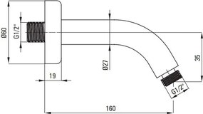 Pipa montata pe perete Deante Cascada crom 16 cm
