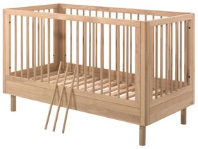 Set Mobilier Cameră Bebelus Forrest Oak, din Lemn Masiv de Stejar, Natur: Pătuț Convertibil (70x140 cm), Comodă cu 3 Sertare și Suport de Înfășat –