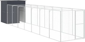 vidaXL Cușcă câine cu țarc antracit 165x863x181 cm oțel galvanizat