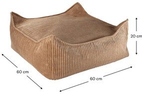 Fotoliu puf pentru copii maro cu tapițerie din catifea reiată Square – Wigiwama