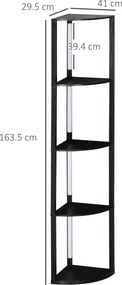Lampa de Podea LED cu Rafturi, Lampa Moderna Independenta de Colt pentru Camera de Zi cu Lumina Alba Calda Reglabila, Negru HOMCOM | Aosom Romania