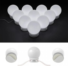 Masuta machiaj cu Oglinda LED si 3 Sertare pentru Cosmetice, Alb, masuta cosmetica, vanity - SEA254