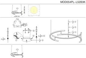 Lustra moderna LED 3000K design minimalist Line negru