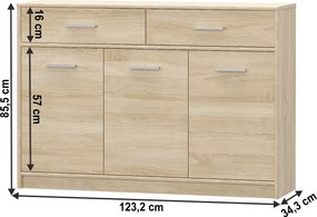 comoda 3D2S, stejar sonoma, TEYO
