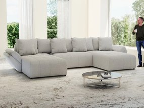 Colțar extensibil dumonde cu ladă de depozitare si sezut confortabil din spuma high-density, Berlin U Euphoria Dove 380x180 cm