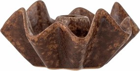 Sfeșnic din ceramică, maro, margine ondulată, glazură reactivă, 6 x 12 cm, „Rameeza”