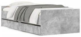 3207381 vidaXL Cadru de pat cu sertare, gri beton, 90x190 cm