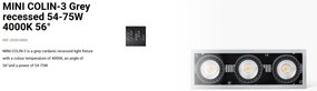 Spot LED incastrabil MINI COLIN-3 Grey recessed 54-75W 4000K 56°